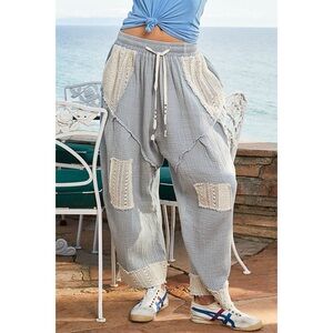 POL Gray and Cream Straight Leg Pants